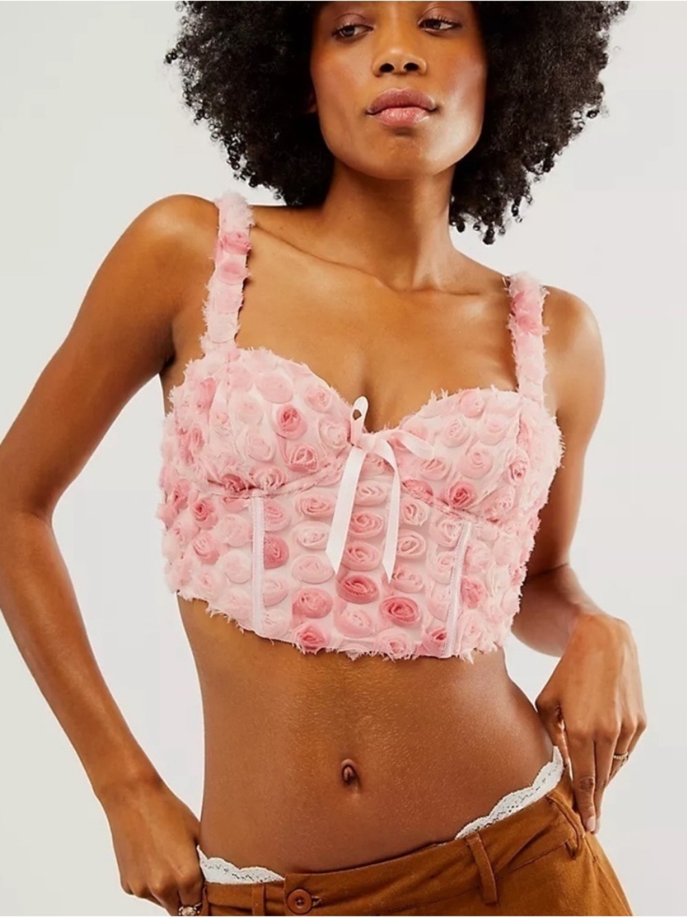 NWT For Love And Lemons Pink Rose Appliqué  Bustier